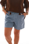 Short elastieken band jeansblauw