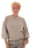 Sweater pofmouwen nauwe mouw beige