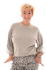 Sweater pofmouwen nauwe mouw beige