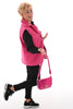 Teddy gilet borstzak met knoop fuchsia