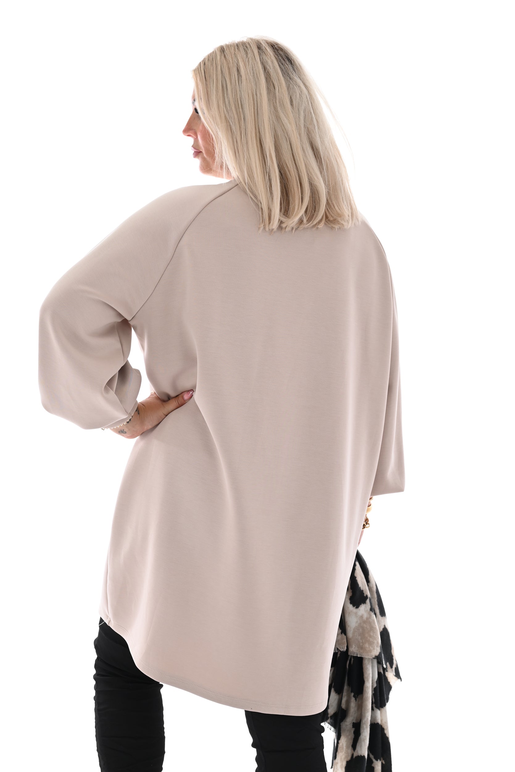 Sweater dress lange mouwen uni beige