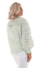 Korte doorknoop blouse rafel lichtgroen