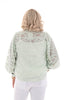 Korte doorknoop blouse rafel lichtgroen