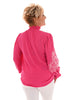 Blouse roezelmouw met borduur fuchsia