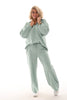 Tweedelig comfy pak met kraag lichtgroen