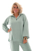 Tweedelig comfy pak met kraag lichtgroen