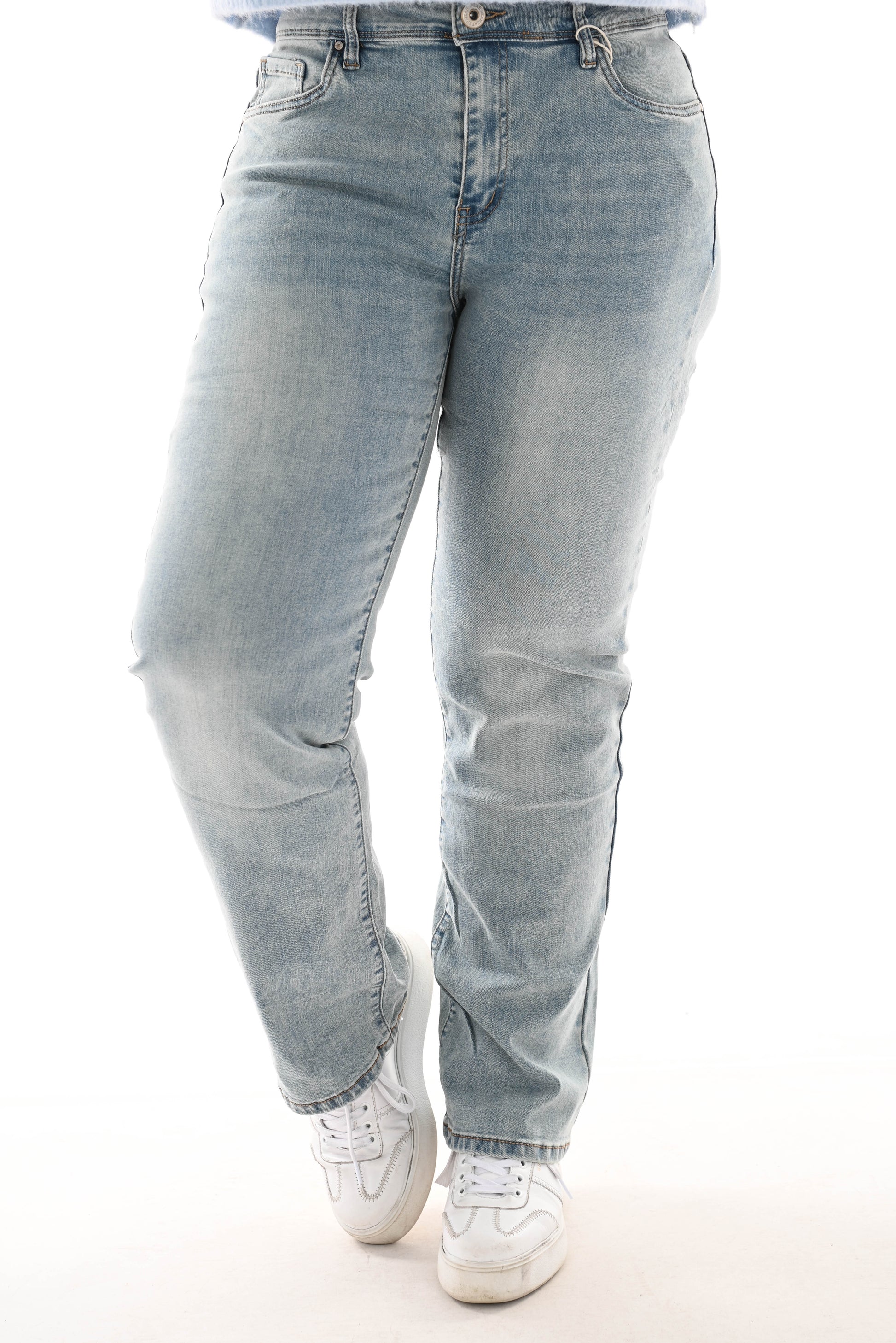 Norfy jeans bleached wash high waist straight leg