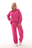 Tweedelig comfy pak met kraag fuchsia