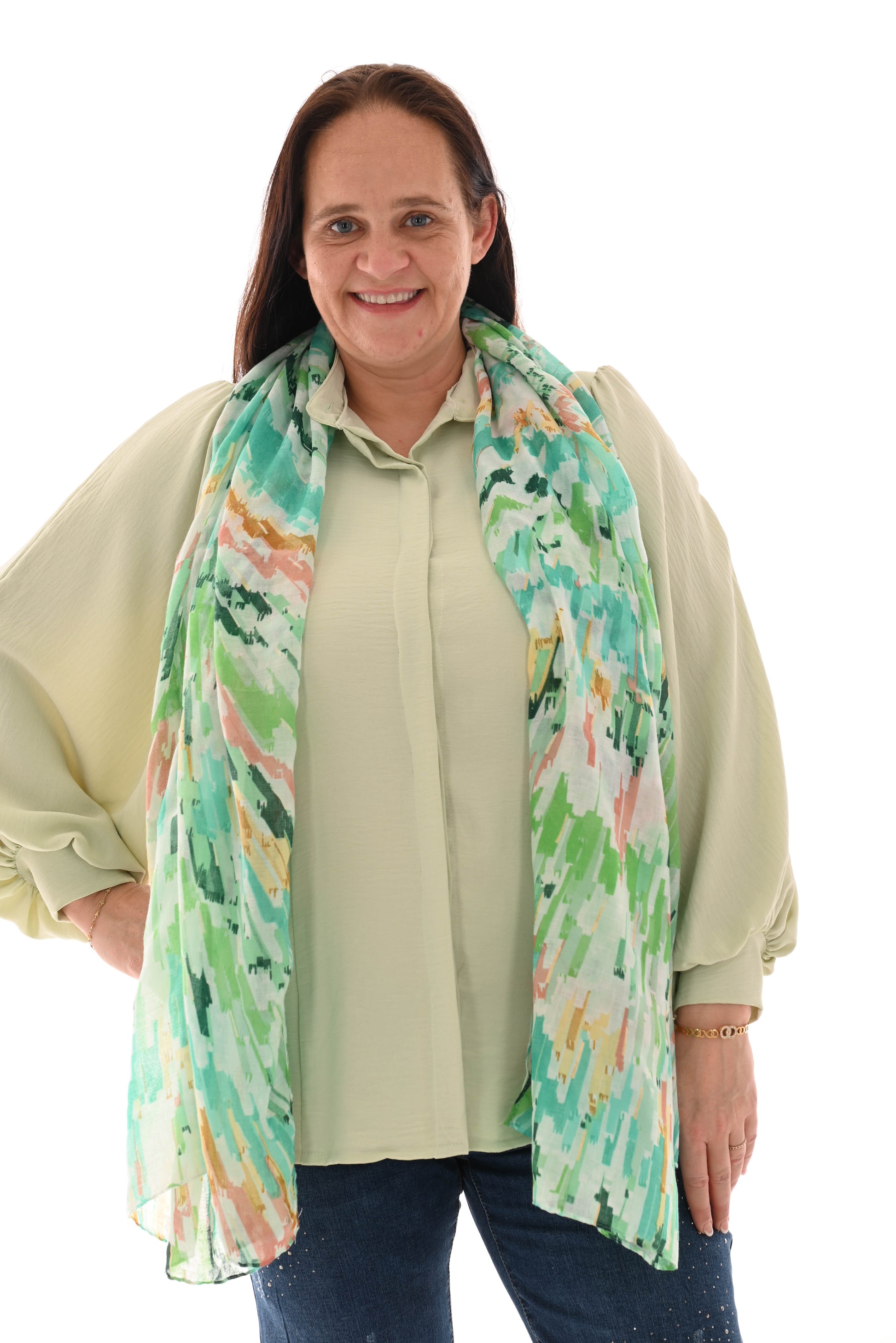 Blouse volante mouwen lichtgroen