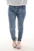 Norfy jeans lichtblauw high waist slim leg studs