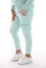 Silky stretchbroek cargo mintgroen