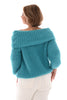 Gebreide off-shoulder trui blauw