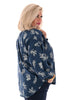 Doorknoop blouse palmbladeren marineblauw