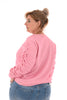 Sweater gedrapeerde mouwen roze