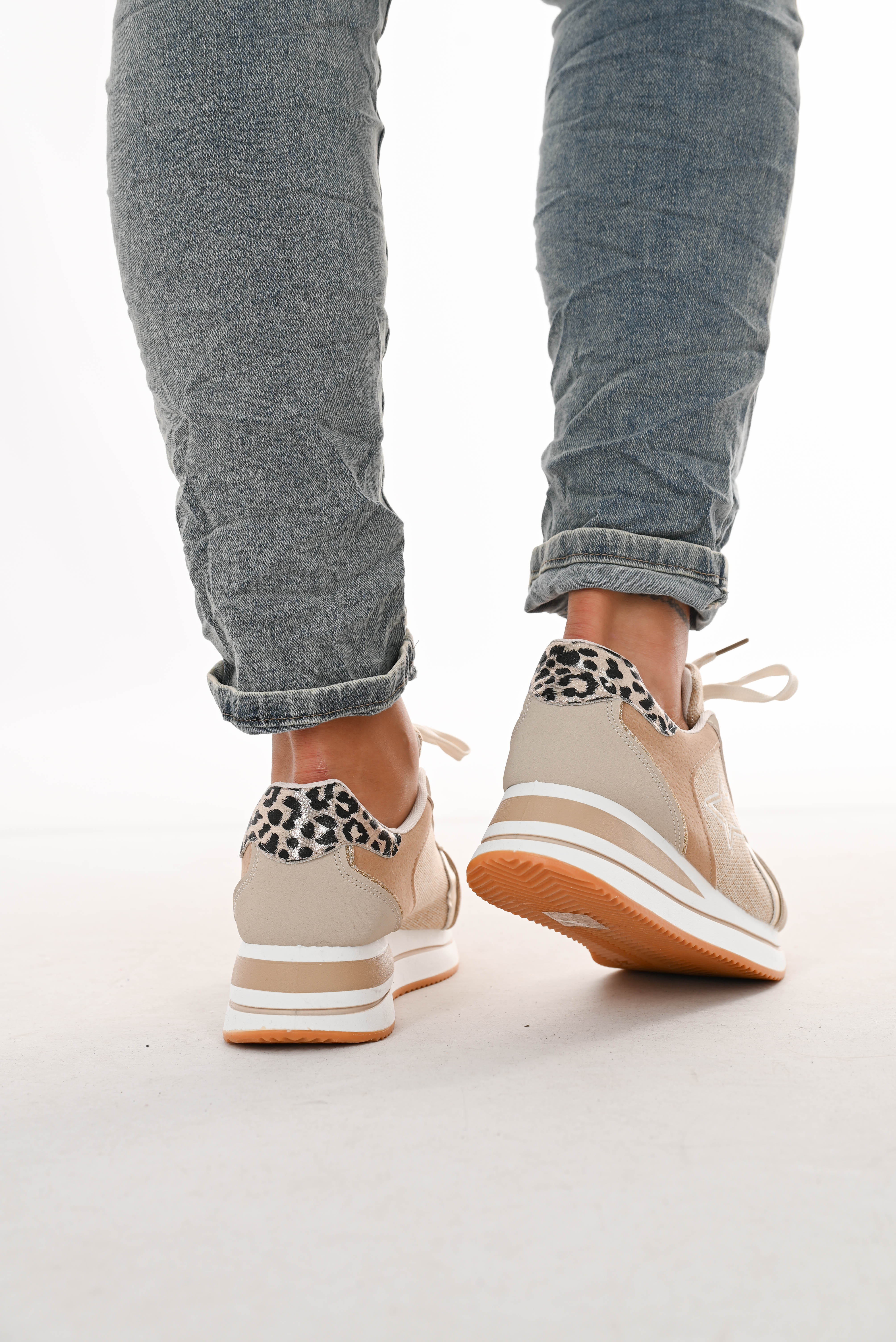 Sneaker star en panter beige