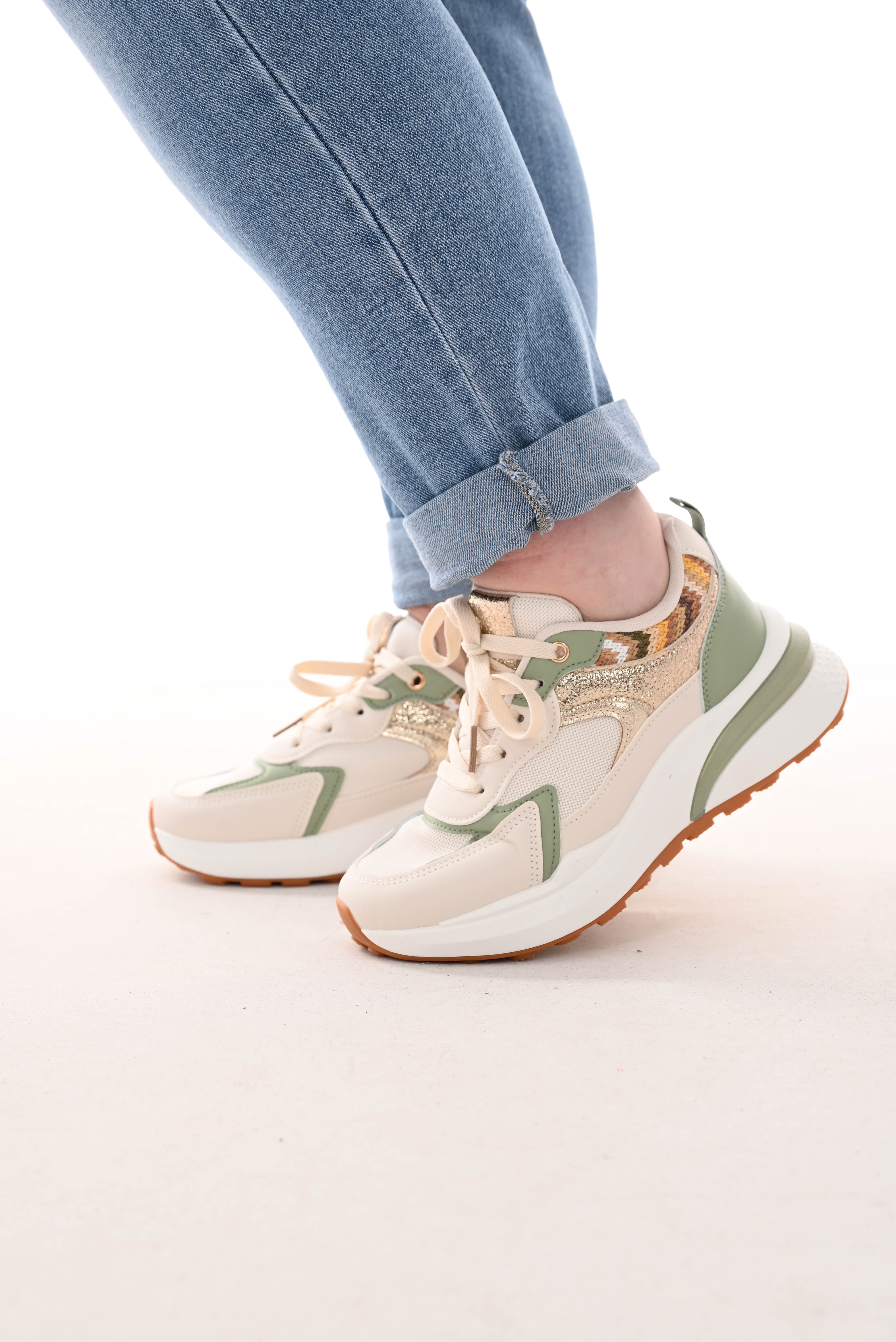 Sneaker groen/goud