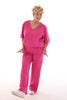 Tweedelig pak v-hals korte mouw fuchsia
