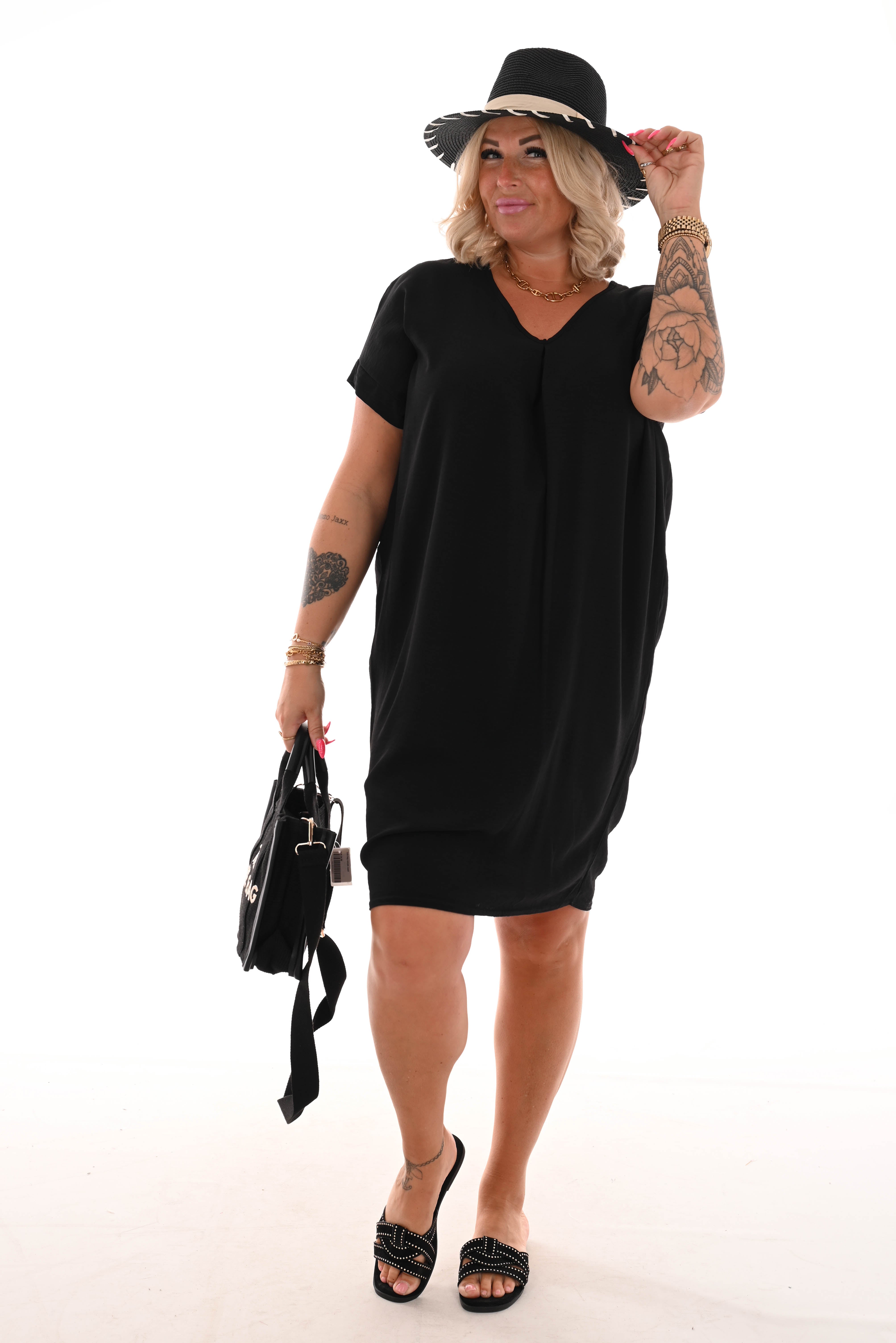 Tuniek v-rug uni zwart