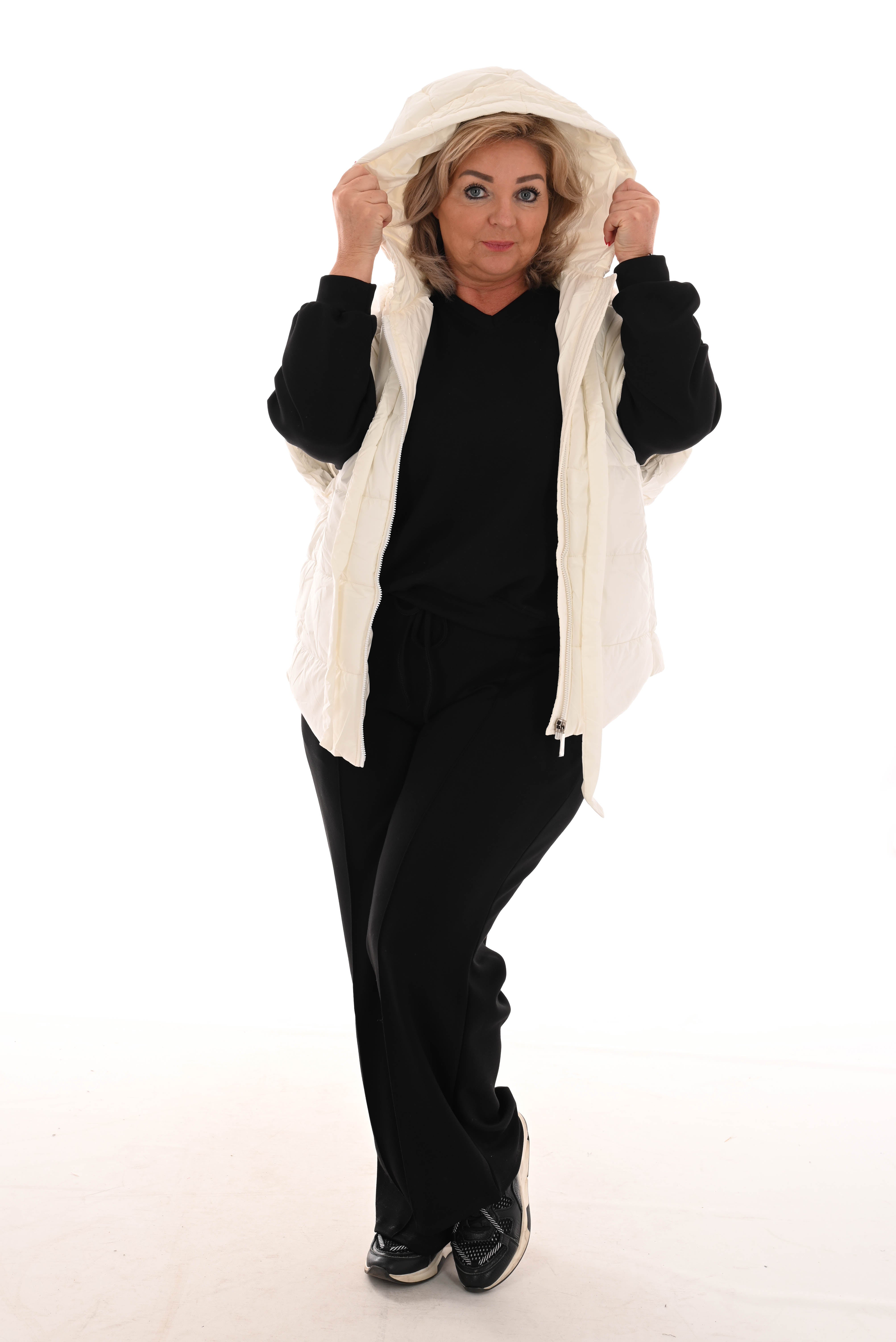 Bodywarmer capuchon roomwit