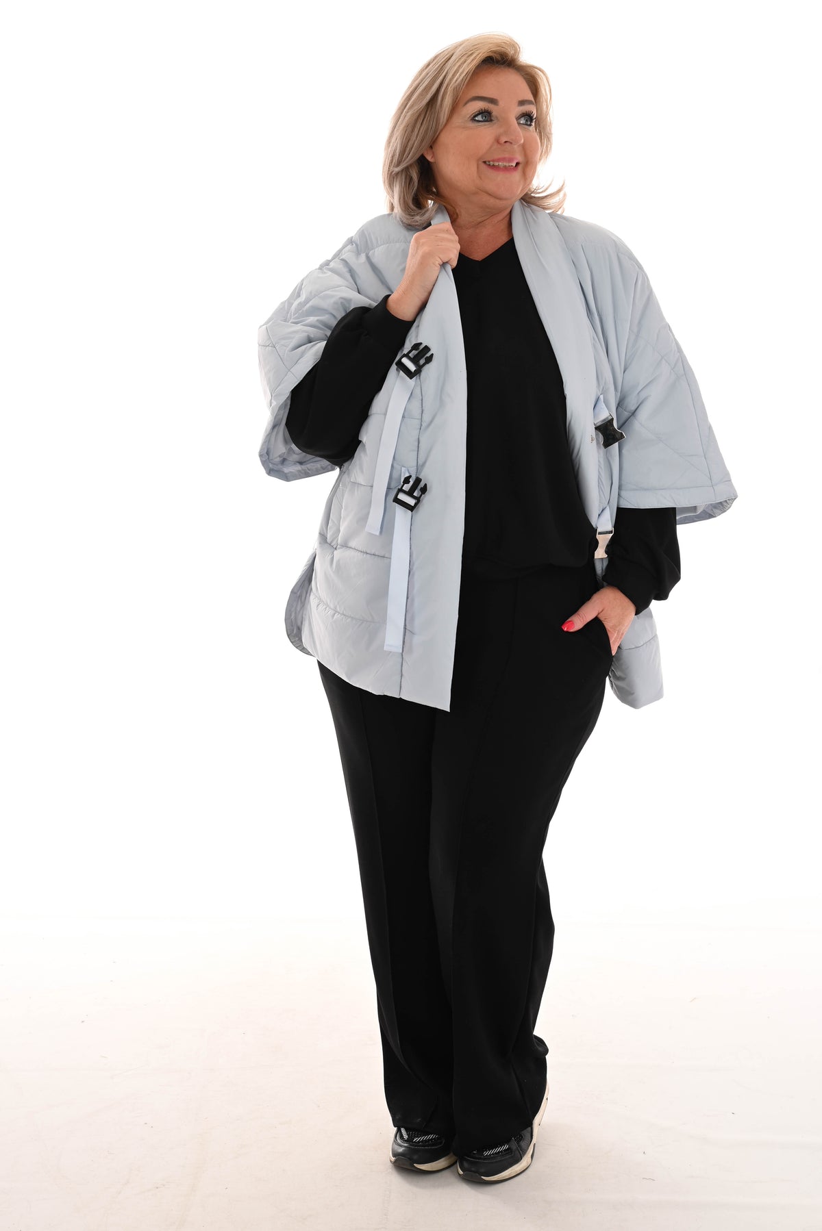Bodywarmer met klip sluiting lichtblauw