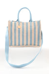 Gestreepte tas creme/blauw