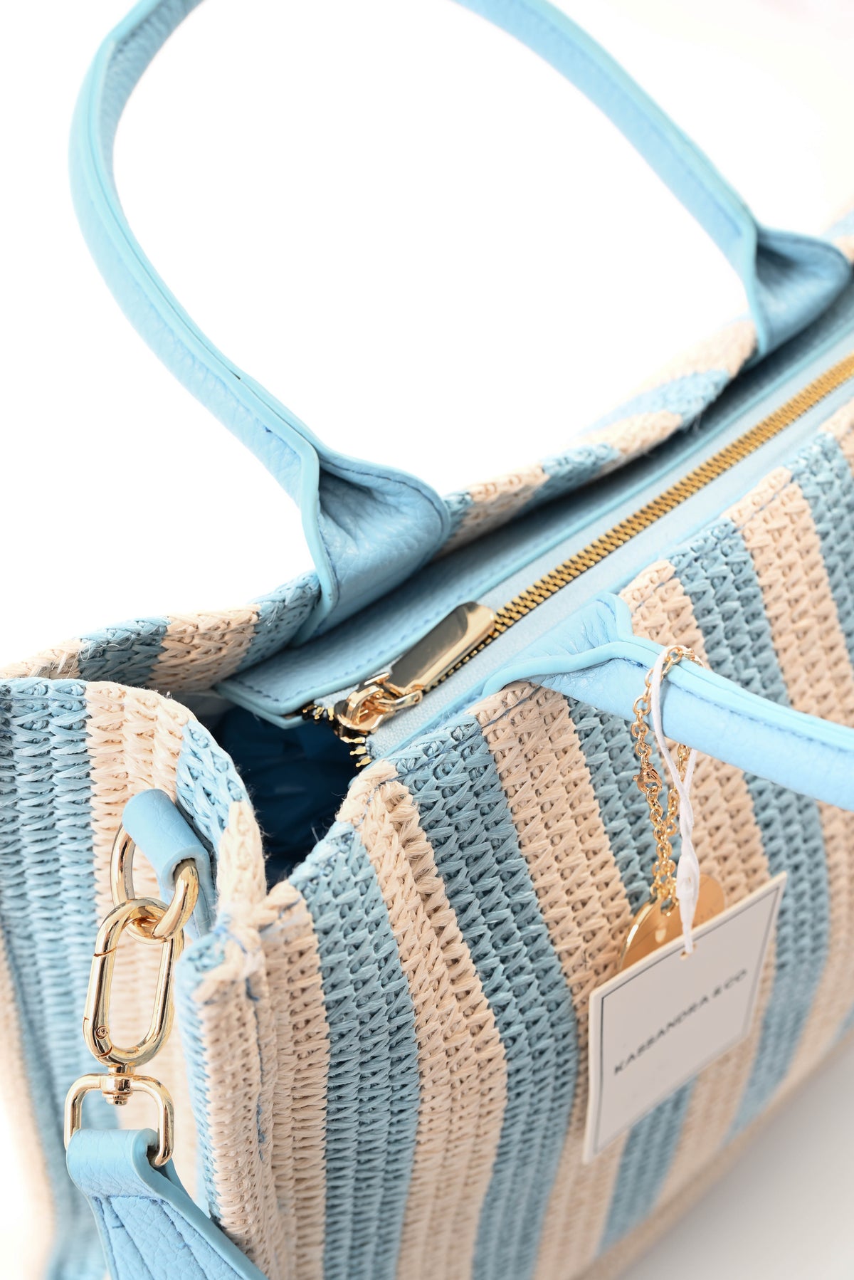 Gestreepte tas creme/blauw