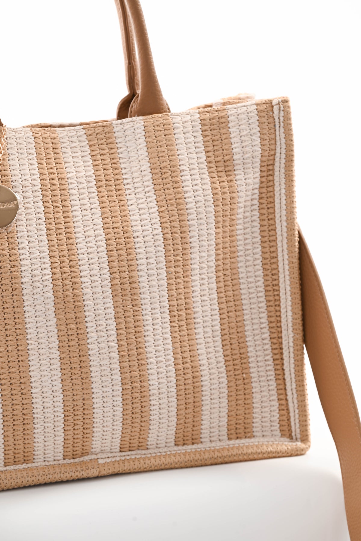 Gestreepte tas creme/beige