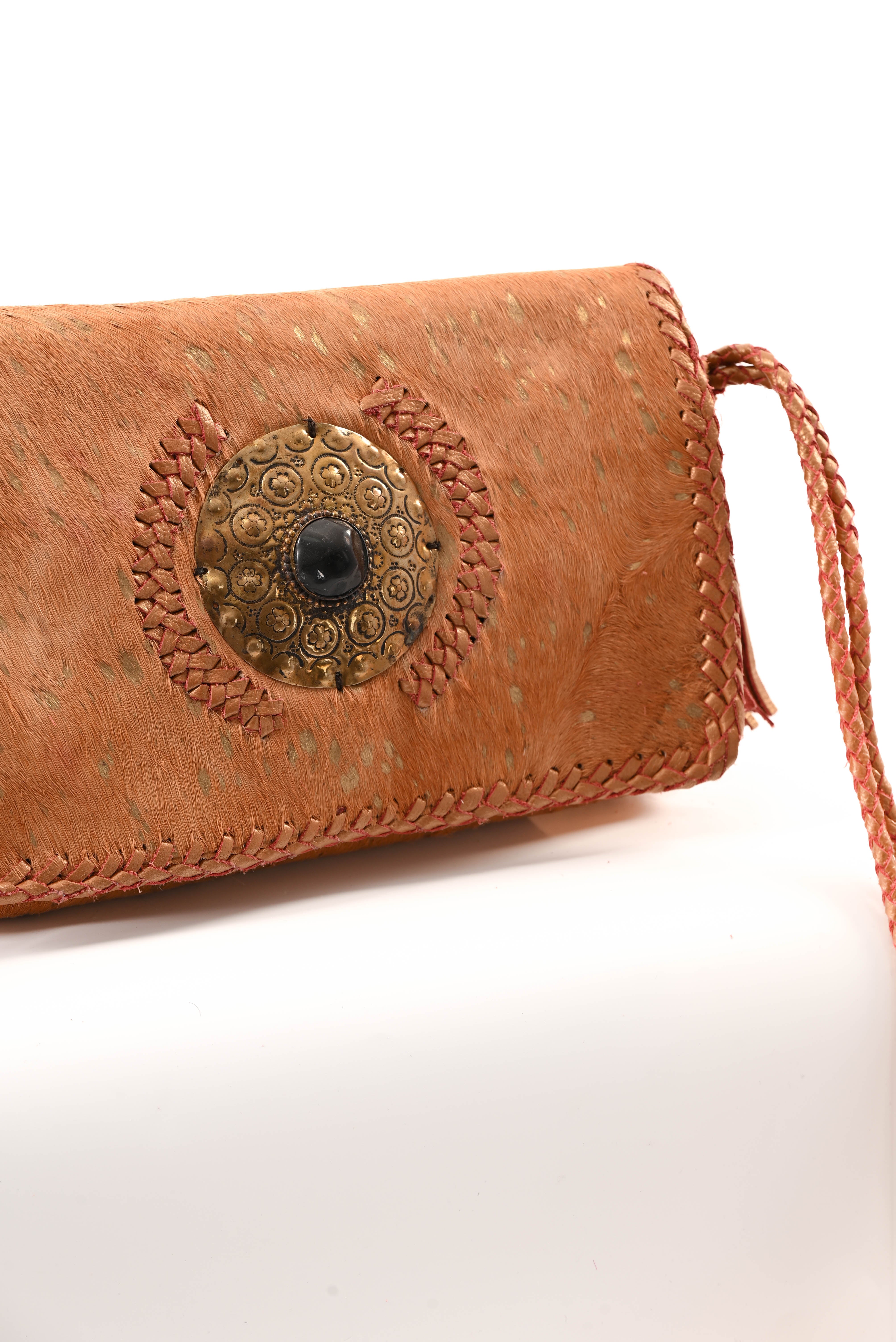 Ibiza stijl tas met vacht camel