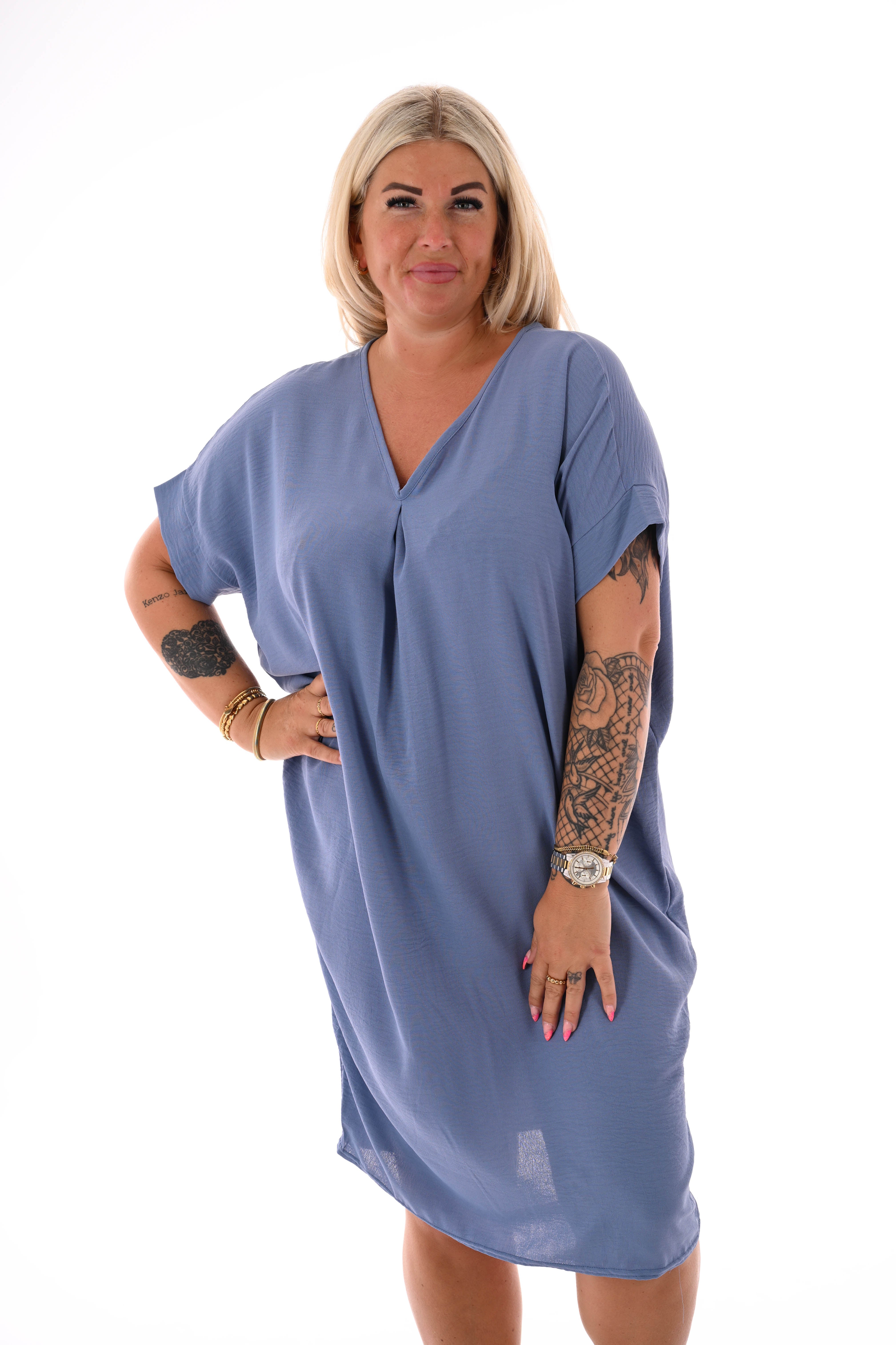 Tuniek v-rug uni jeansblauw