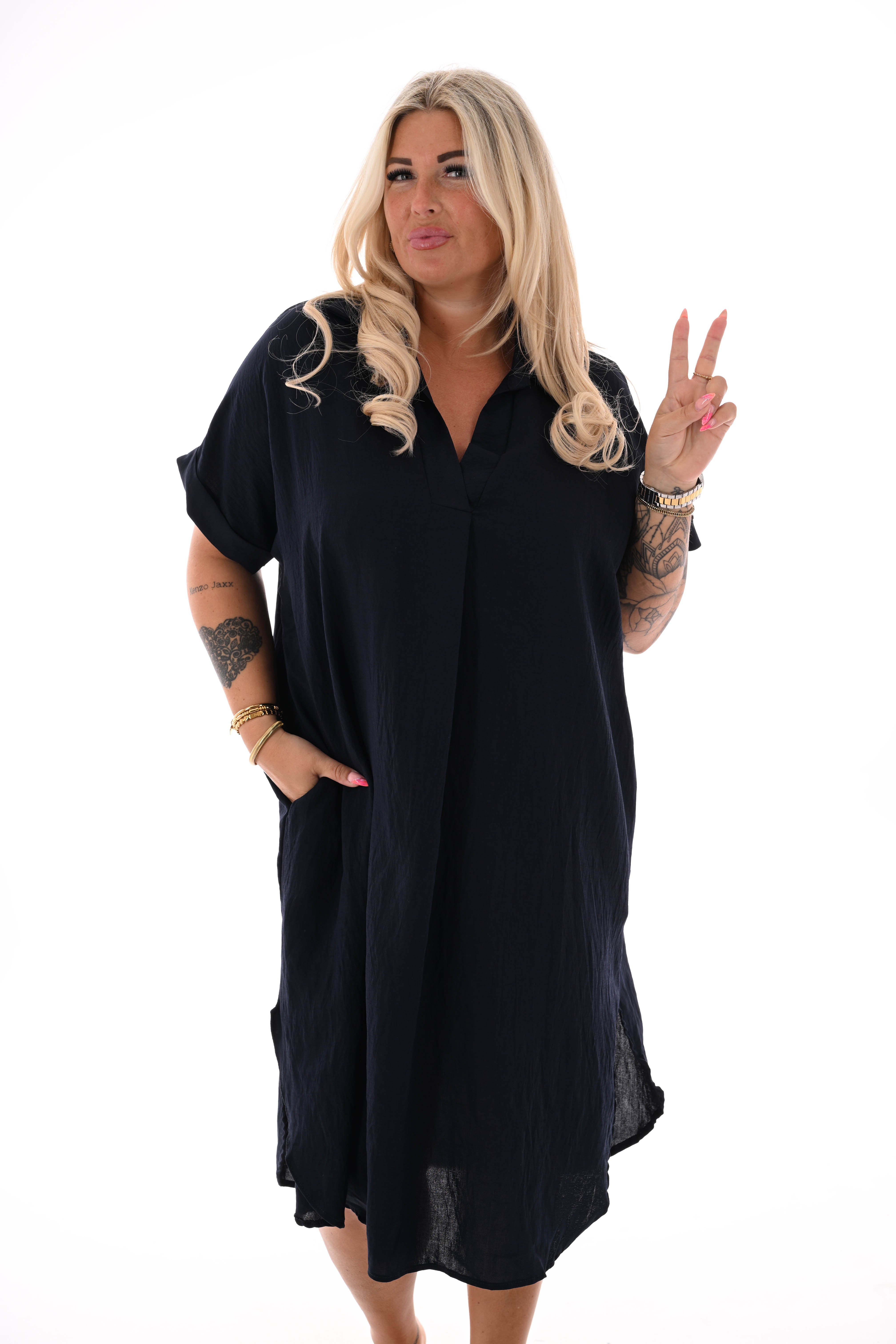Jurk korte mouwen marineblauw