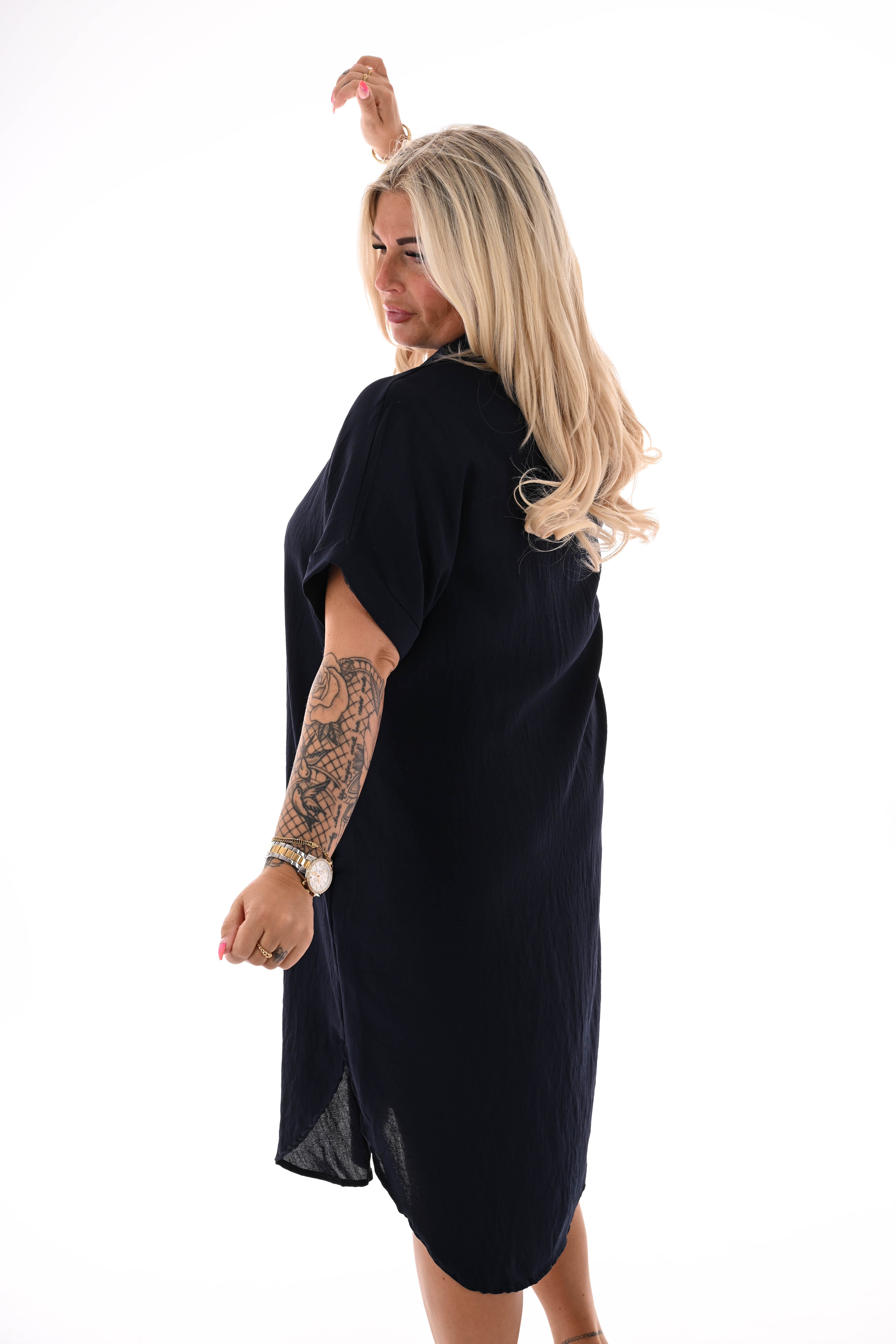 Jurk korte mouwen marineblauw