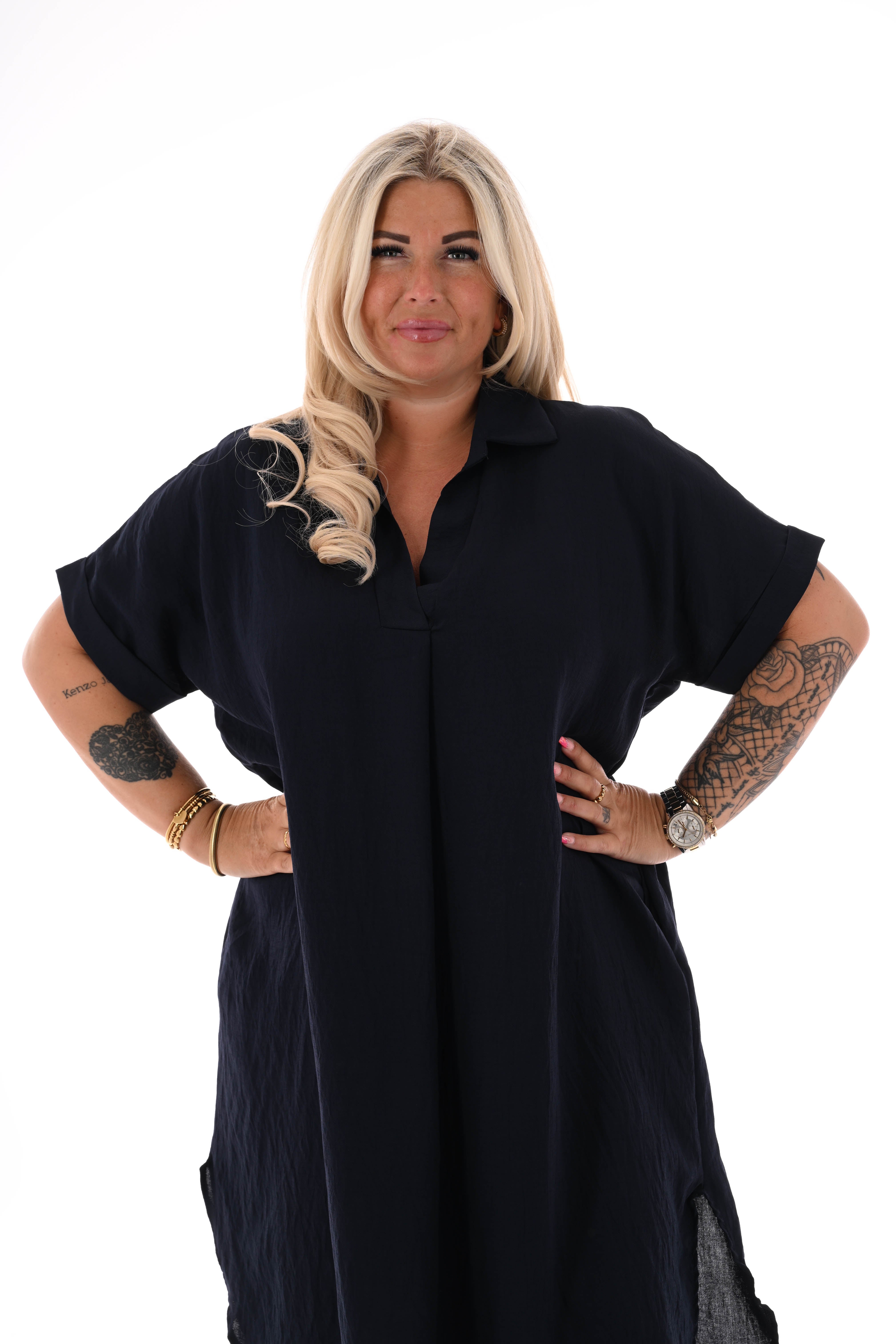 Jurk korte mouwen marineblauw