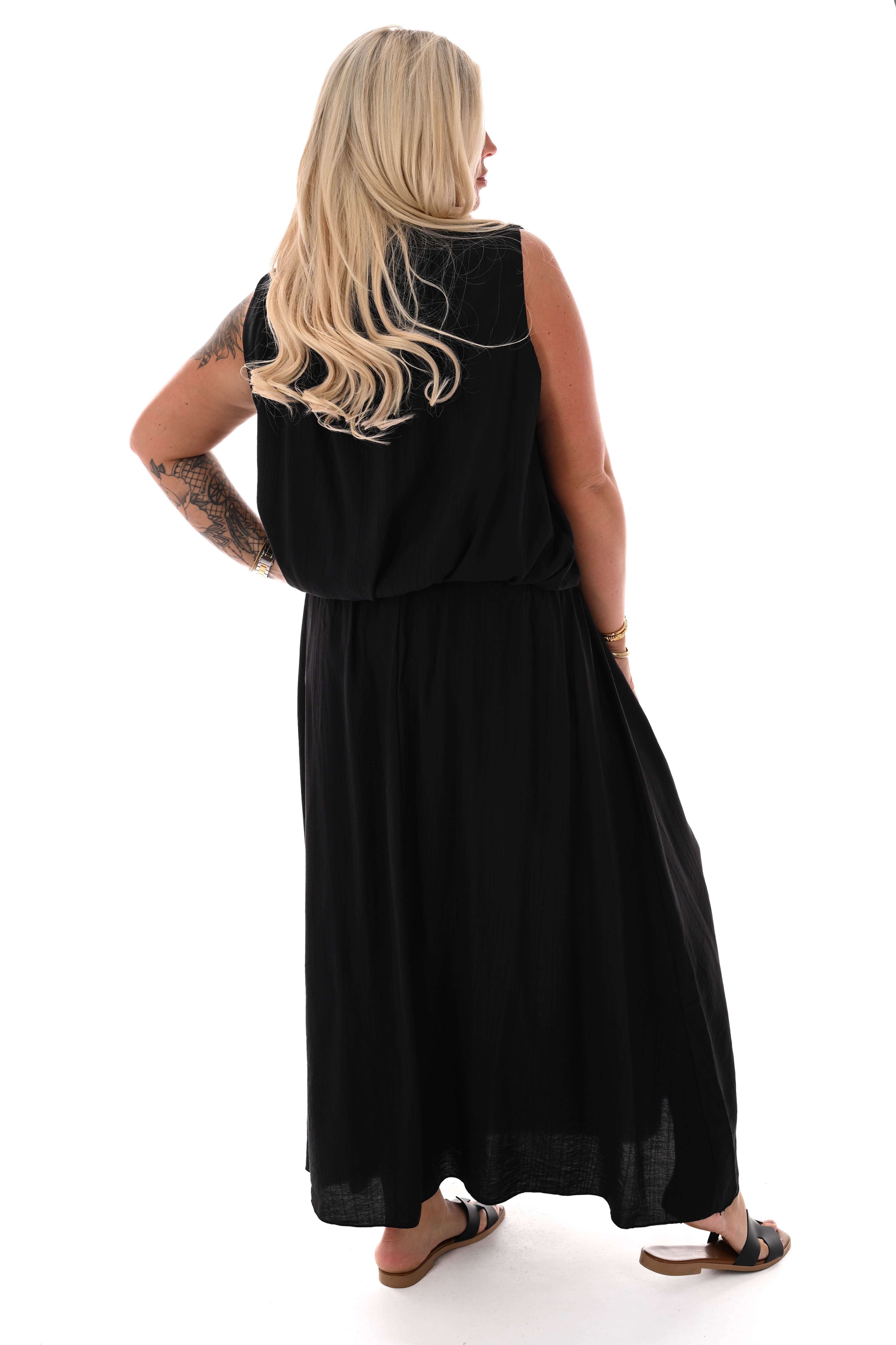 Tweedelig set rok mouwloze top uni zwart