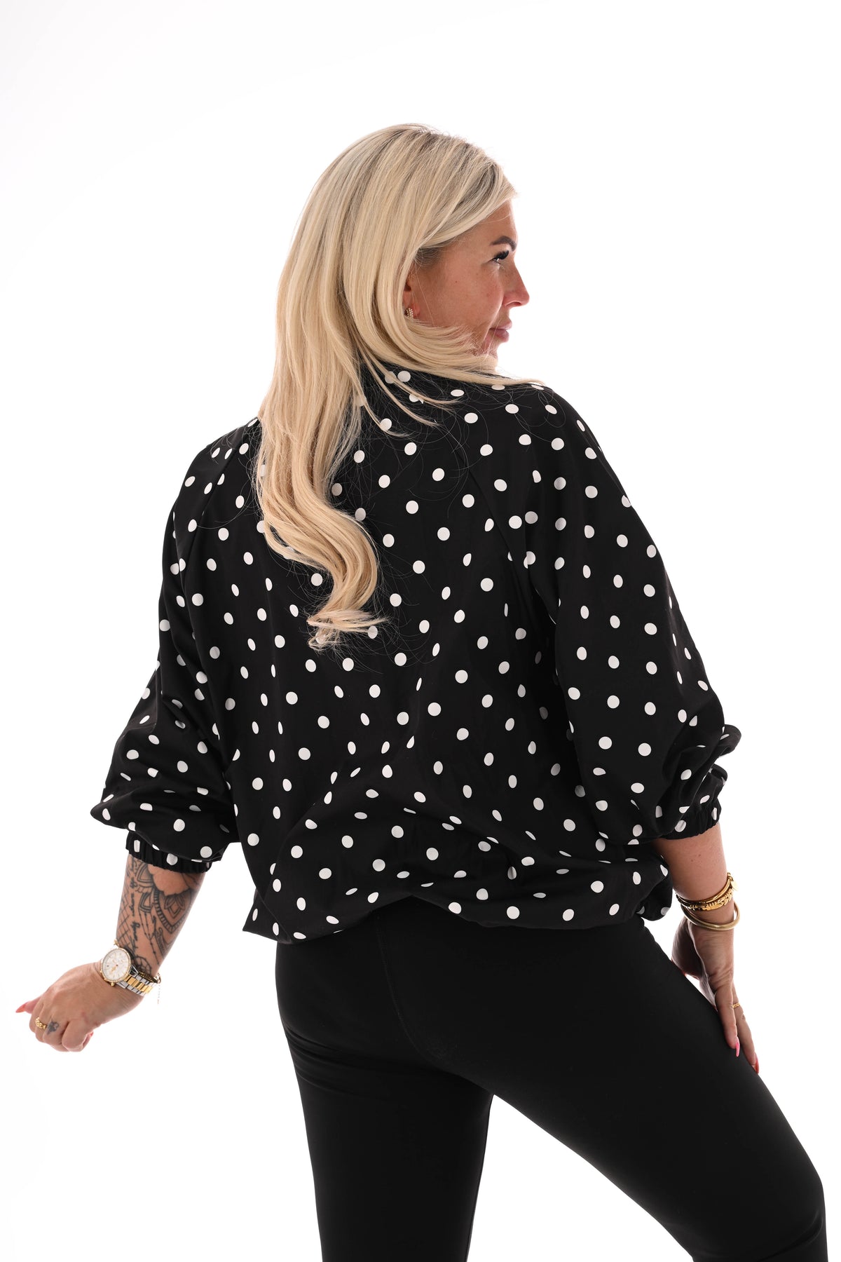 Korte jas dots zwart
