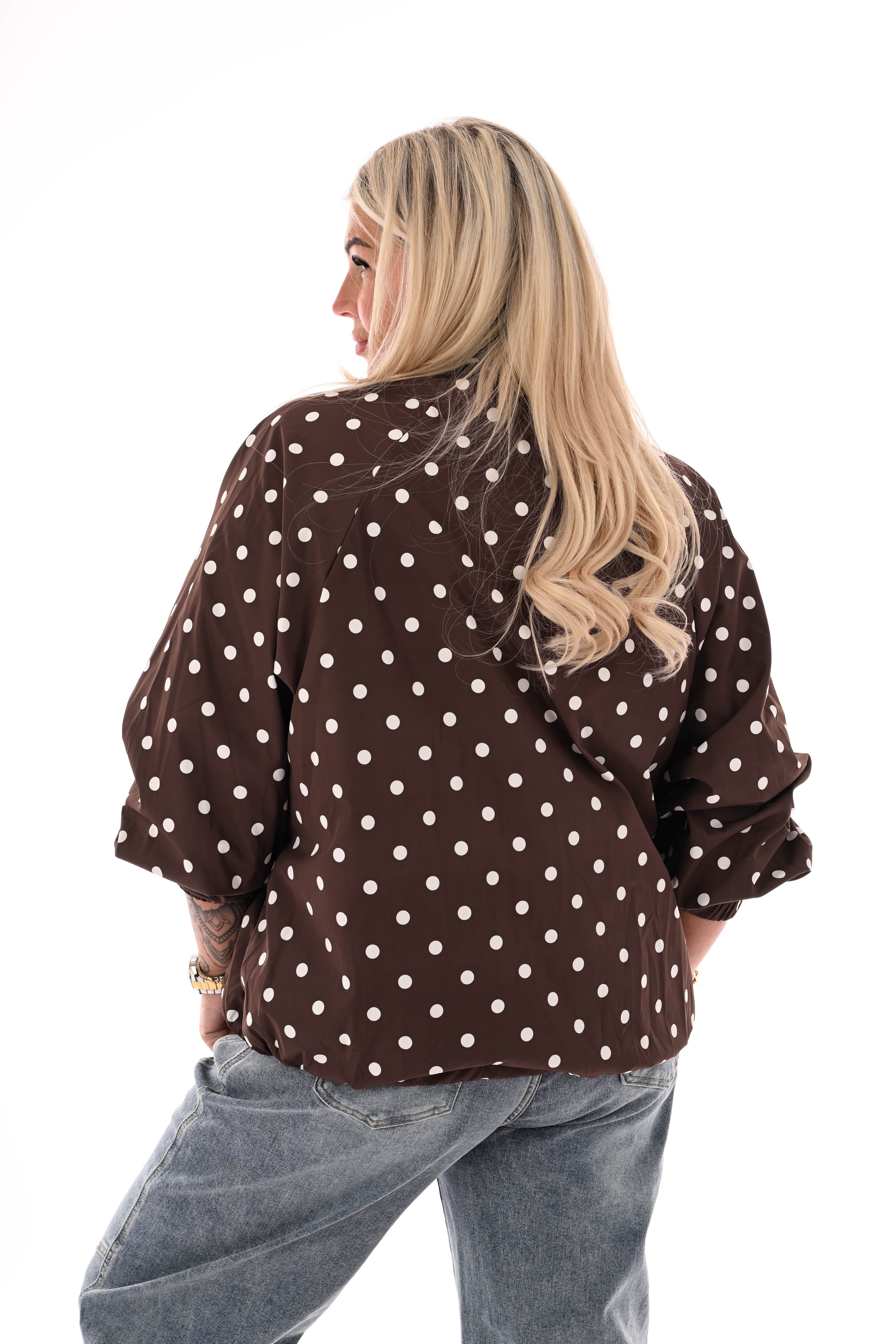 Korte jas dots donkerbruin