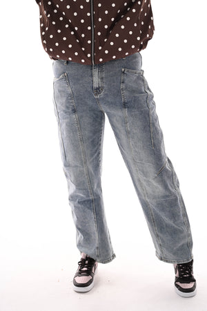Monday straight leg met naad stonewash
