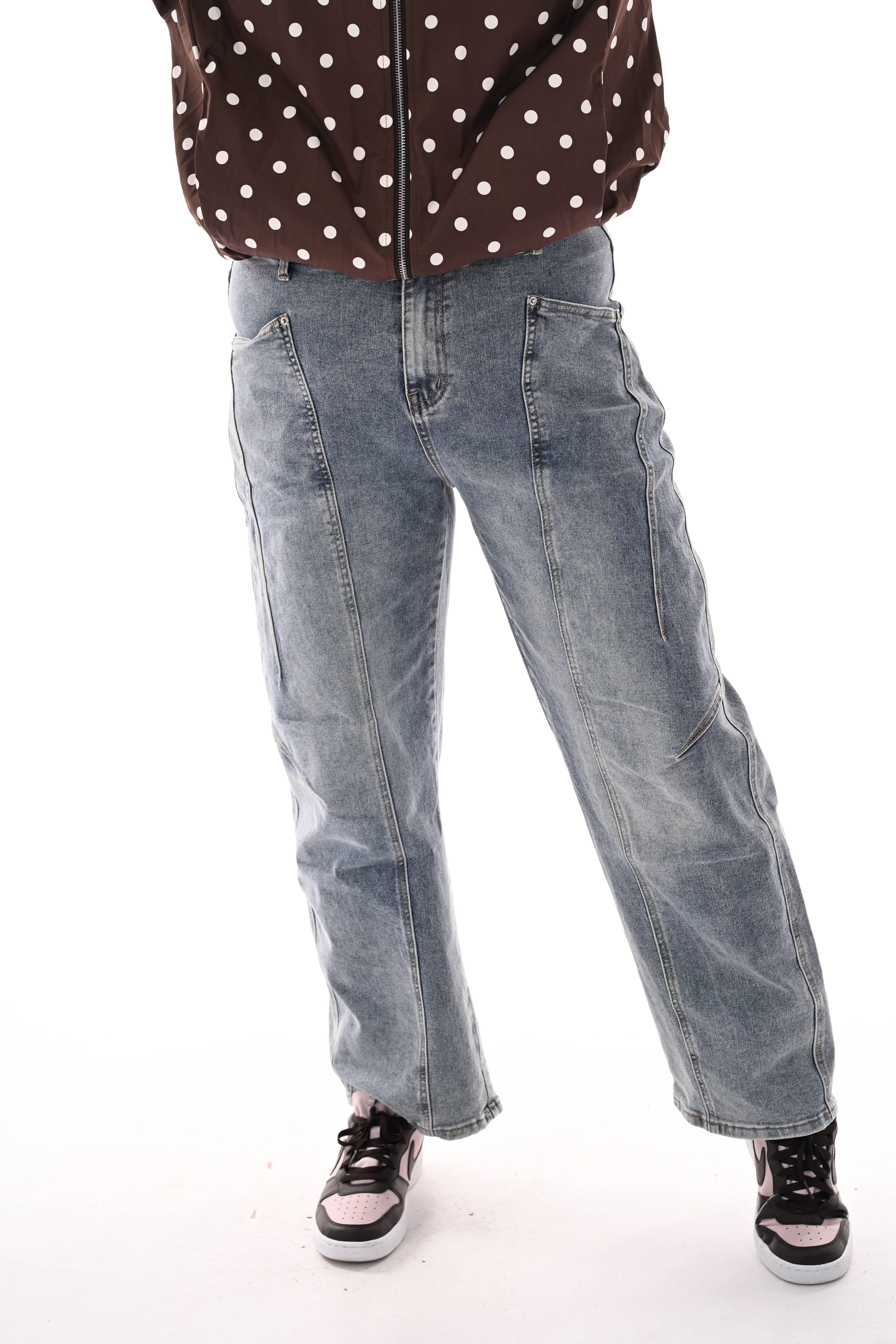 Monday straight leg met naad stonewash