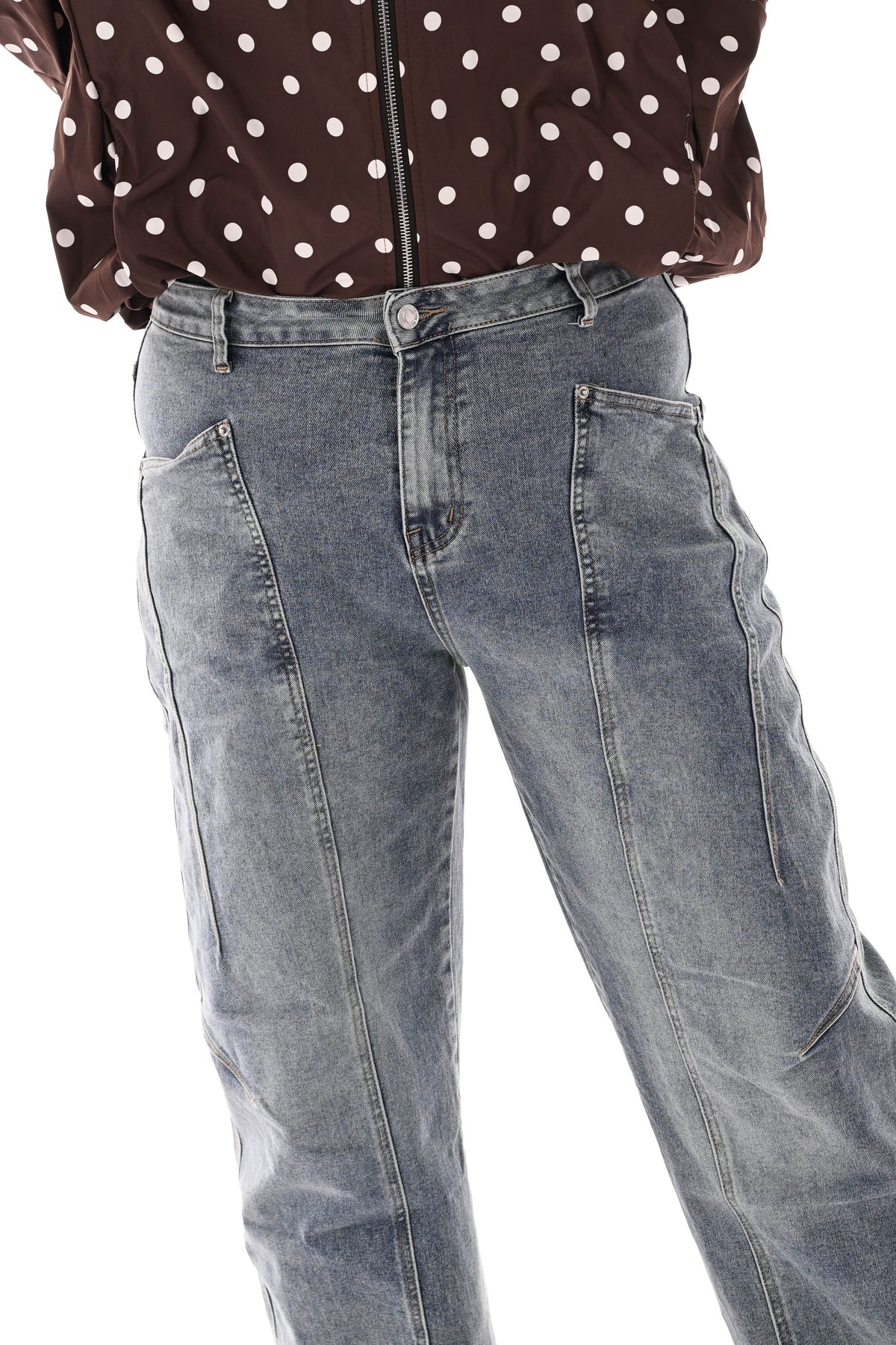 Monday straight leg met naad stonewash