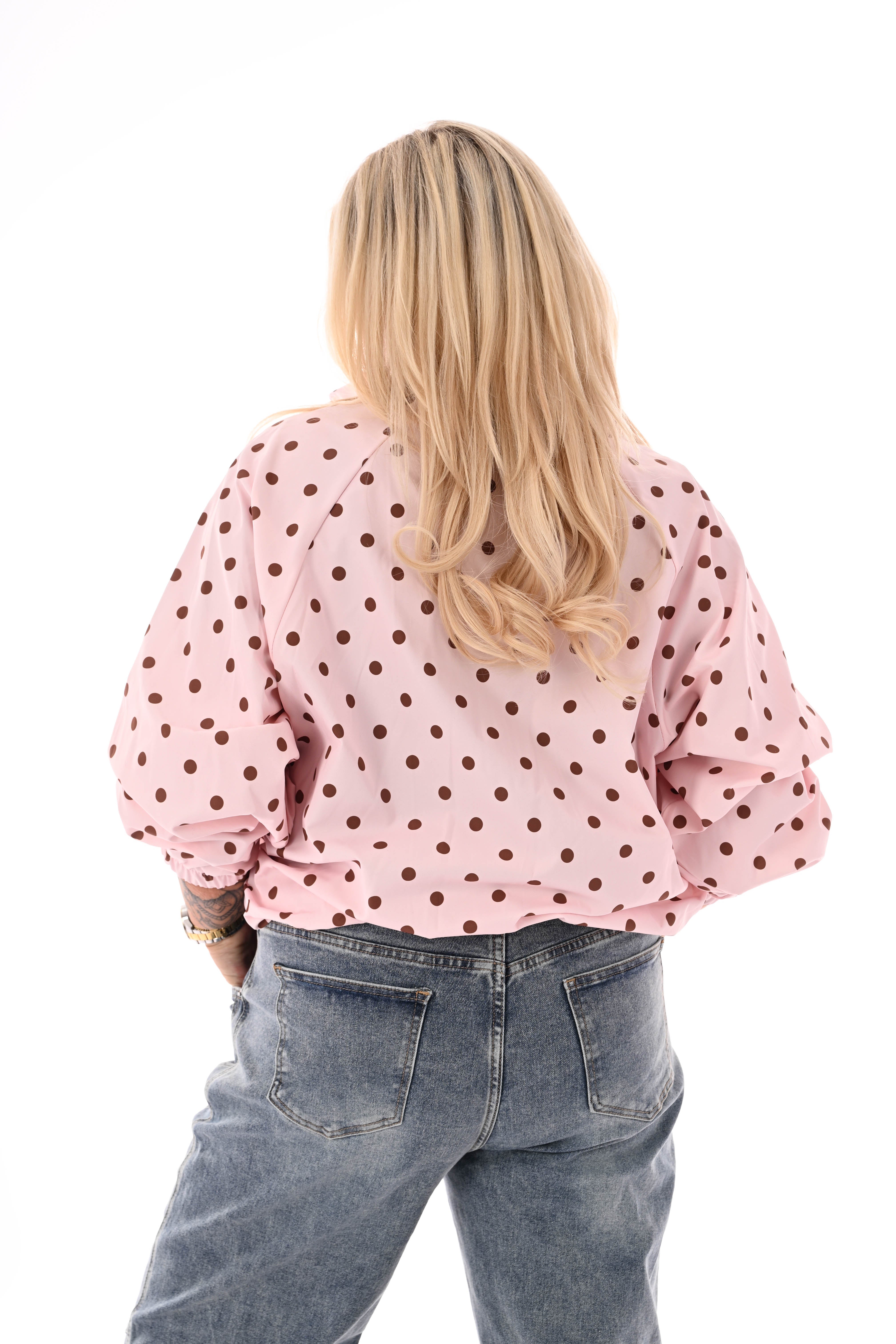 Korte jas dots lichtroze