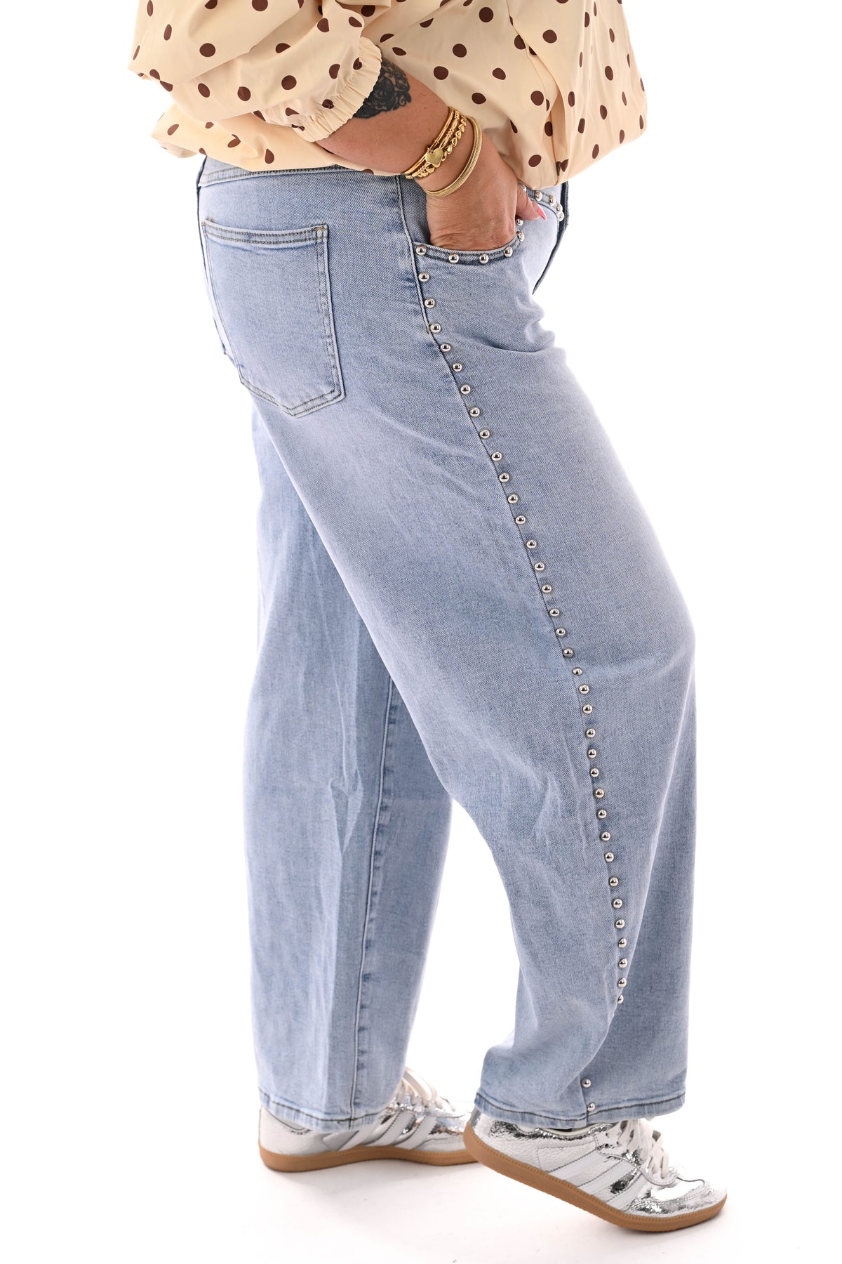 Laulia ballon jeans studs lichtblauw