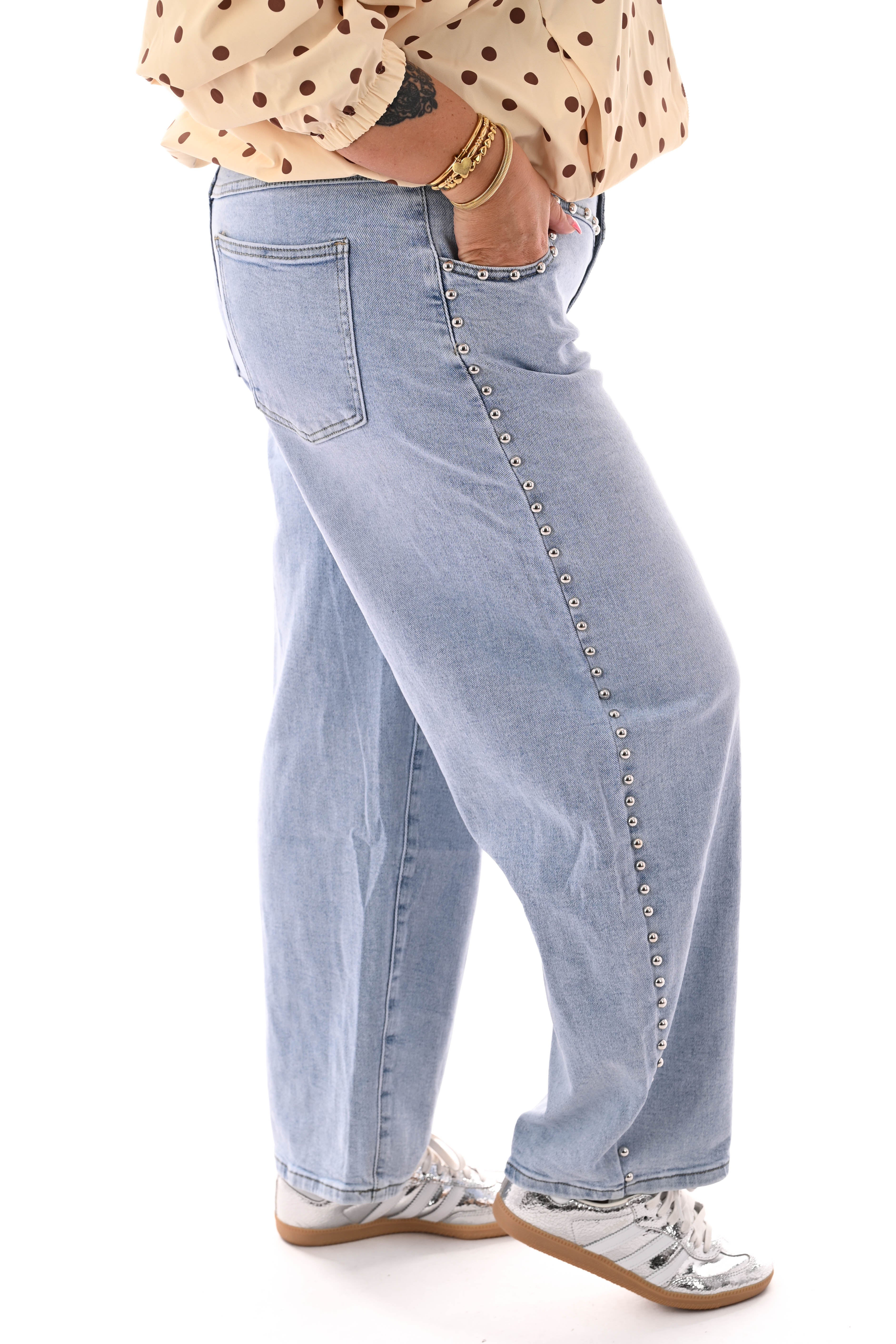 Laulia ballon jeans studs lichtblauw