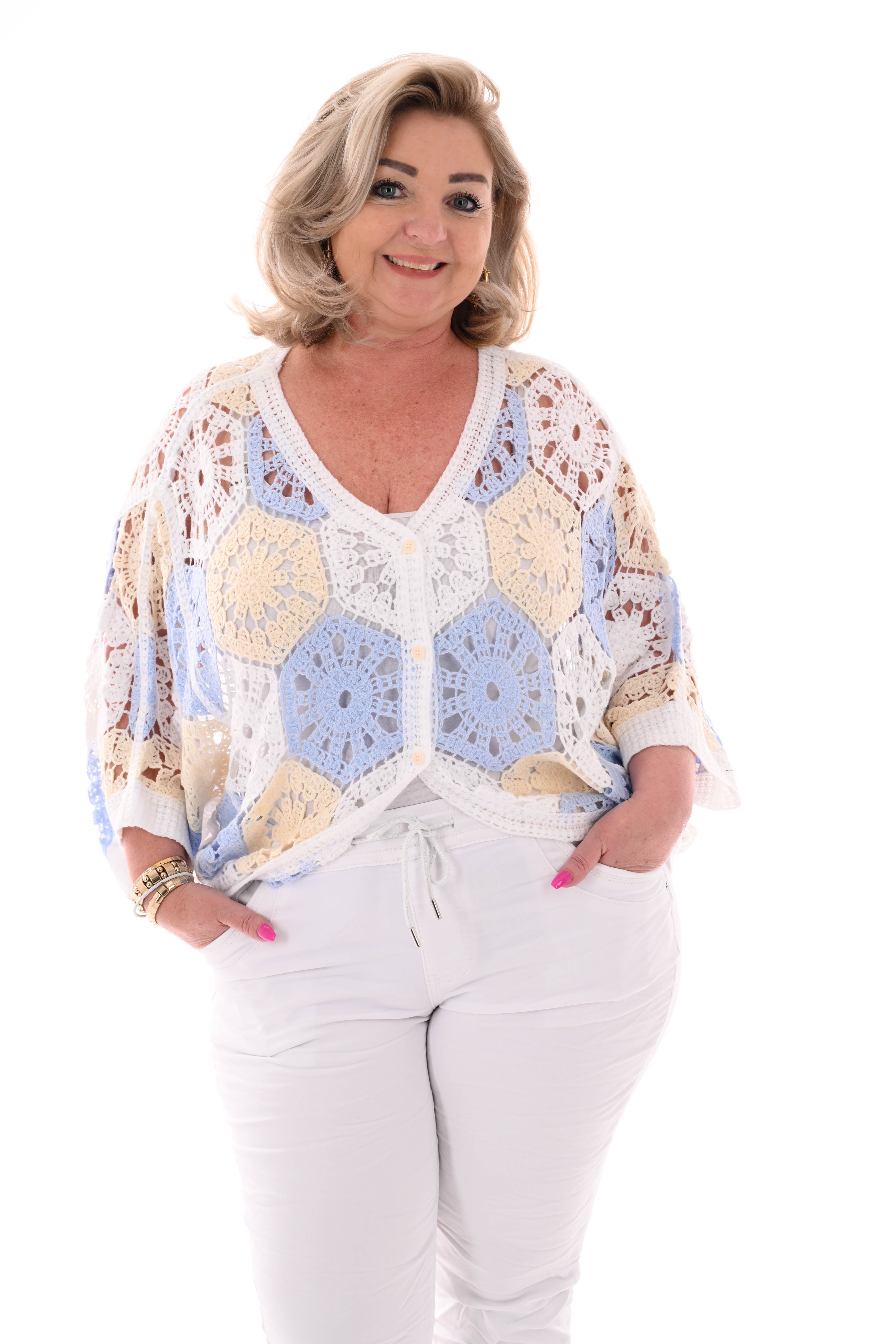 Boho hexagon vestje lichtblauw