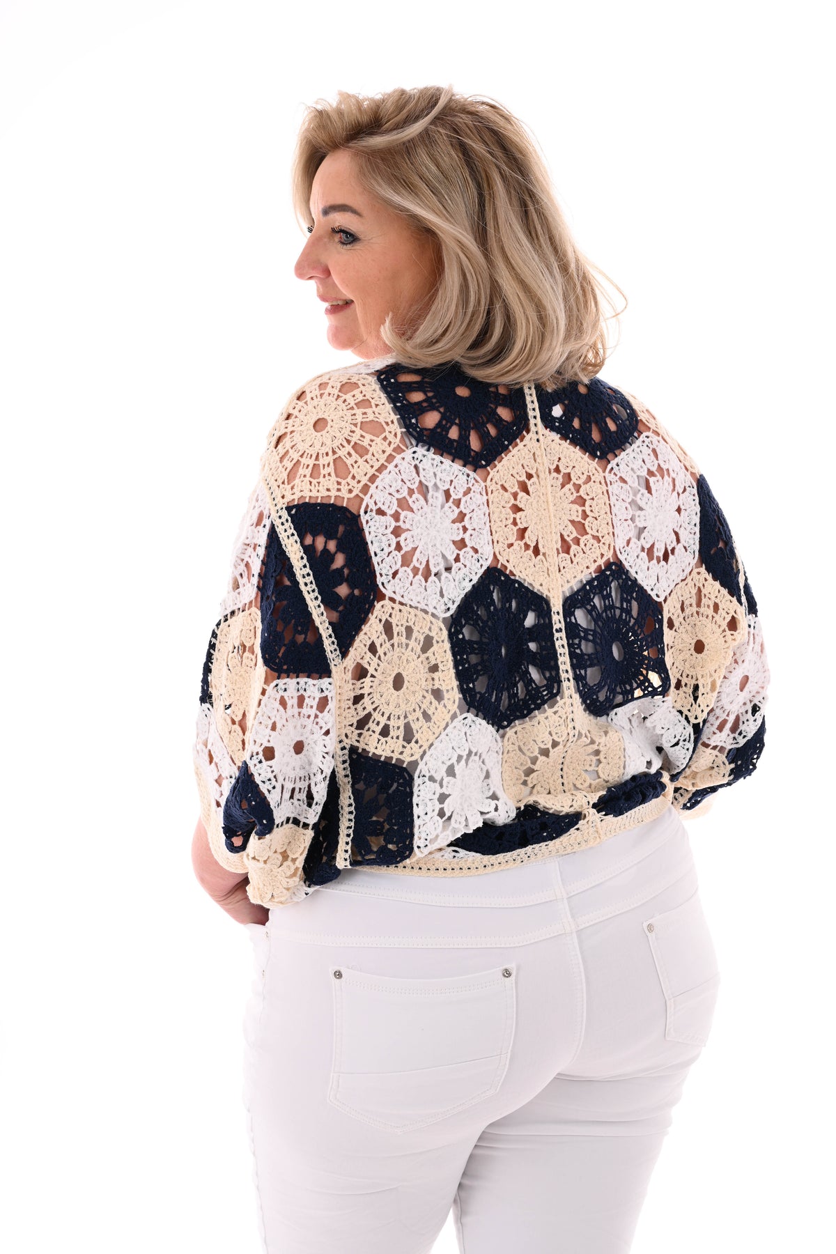 Boho hexagon vestje marineblauw