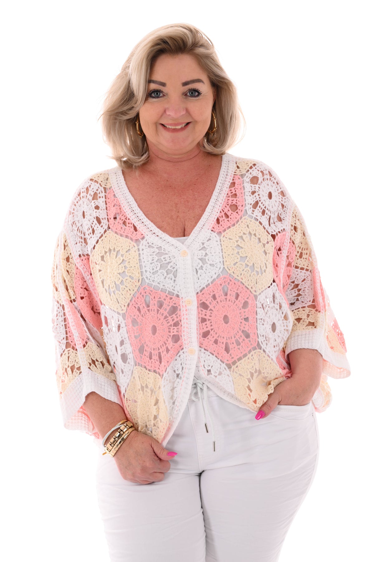 Boho hexagon vestje lichtroze