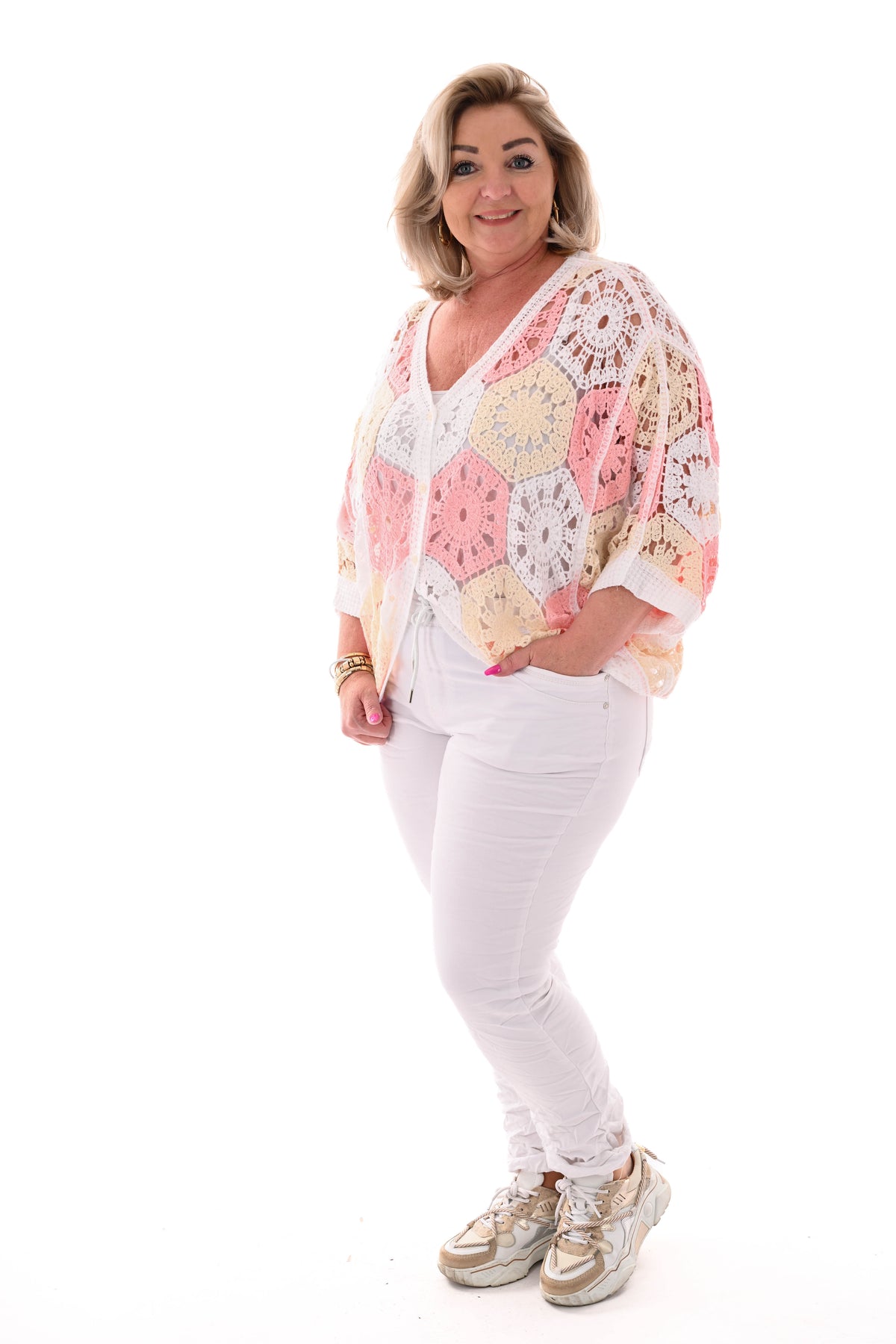 Boho hexagon vestje lichtroze