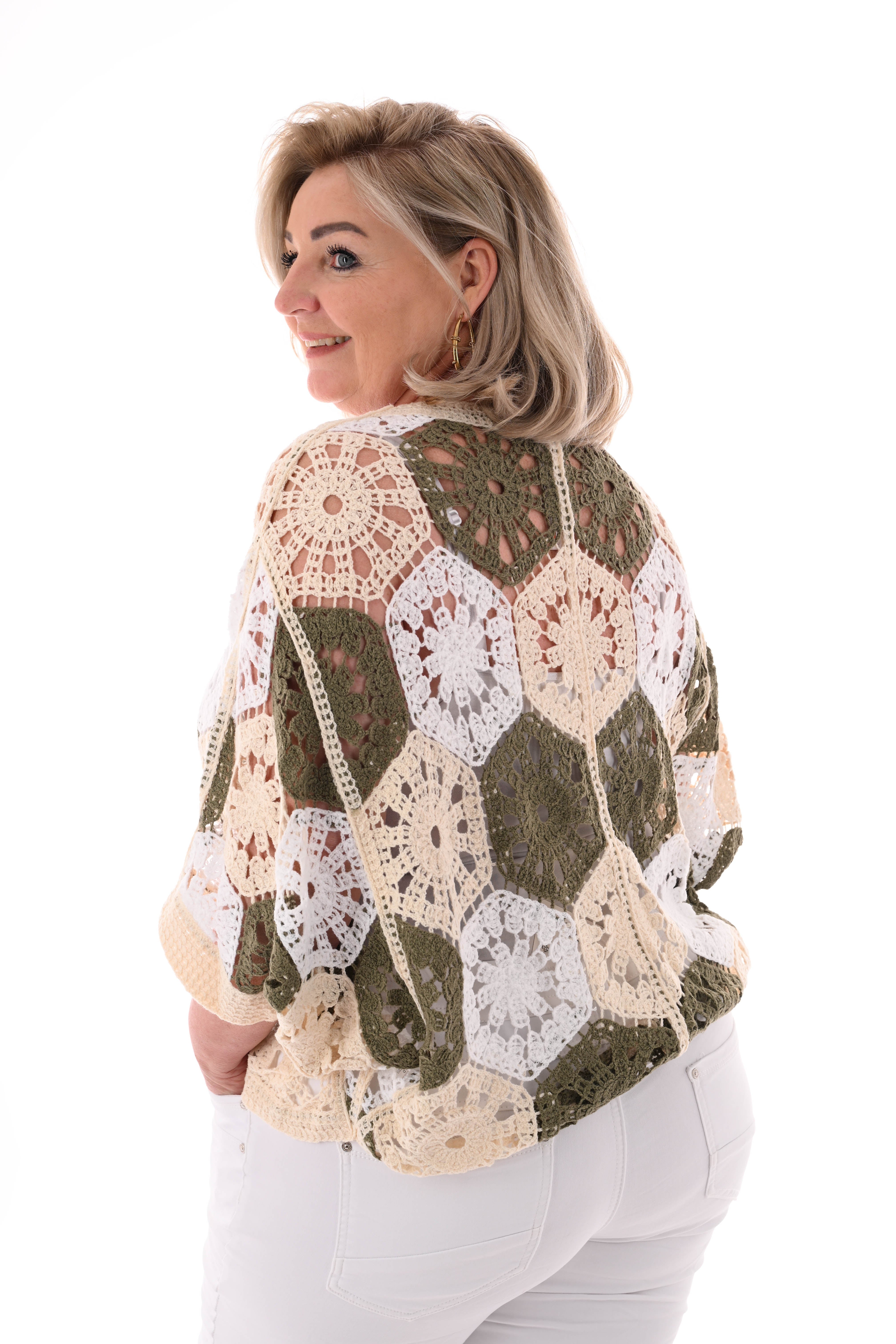 Boho hexagon vestje legergroen