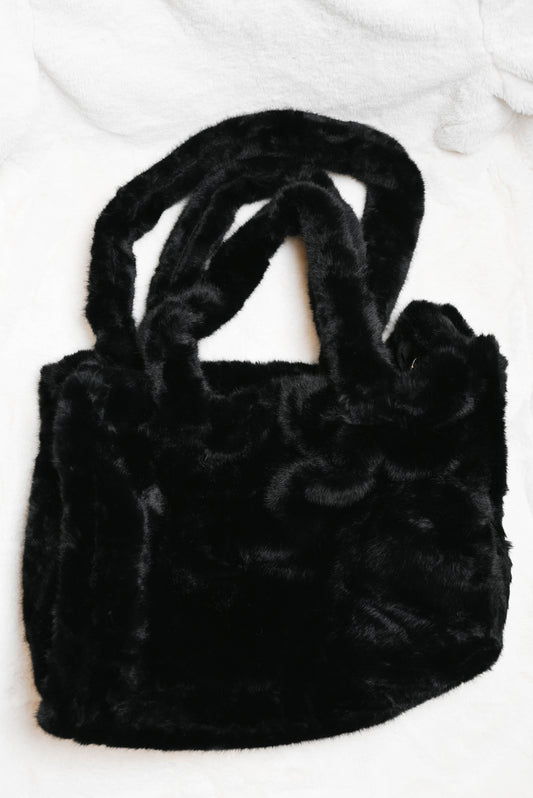 Fake fur shopper zwart