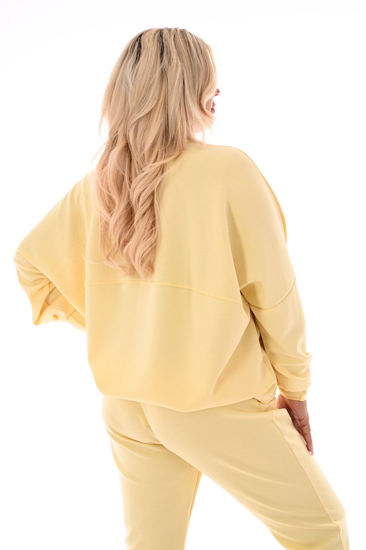 Tweedelig pak vest met rits lichtgeel