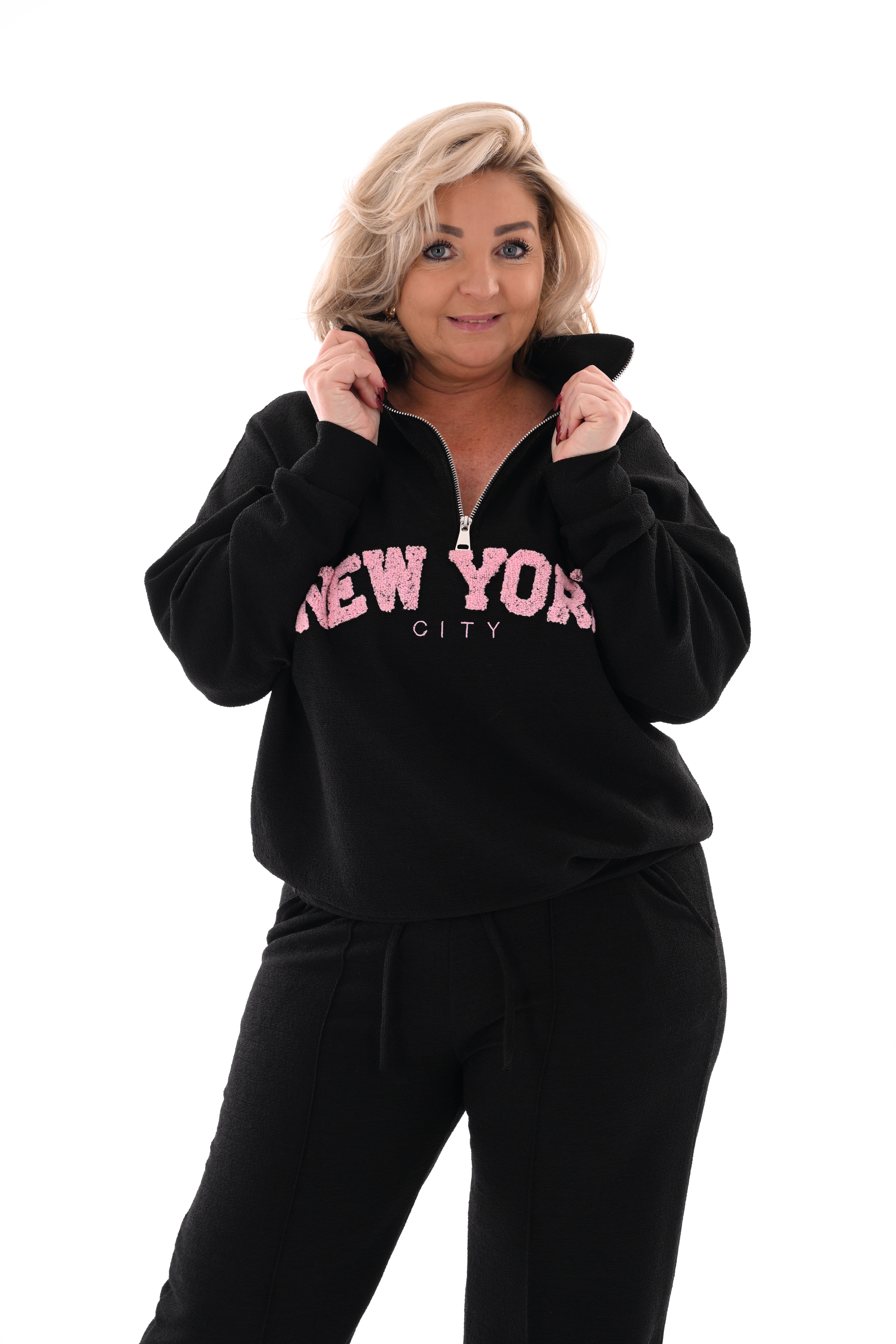 Tweedelig pak New York met rits zwart