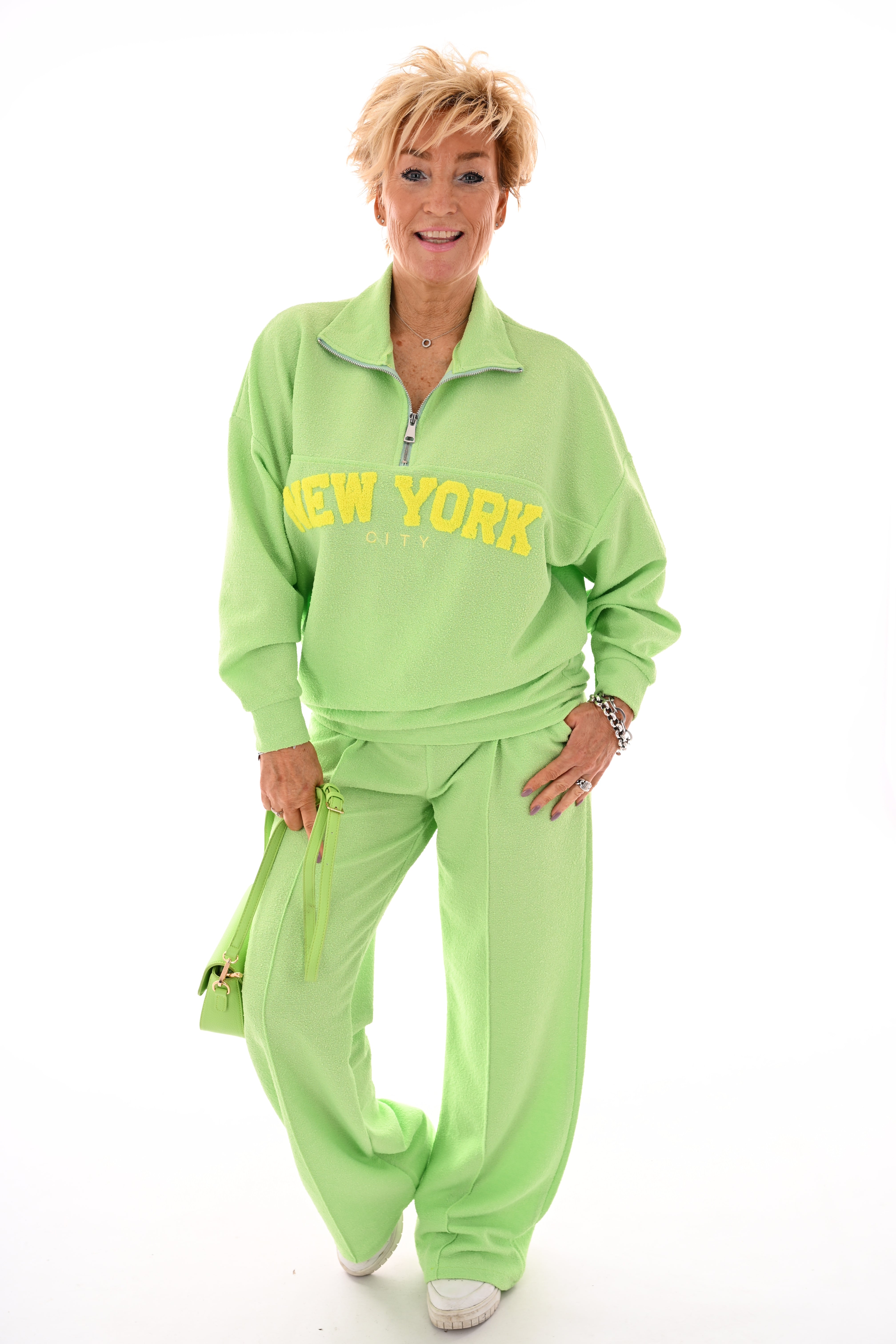 Tweedelig pak New York met rits lichtgroen